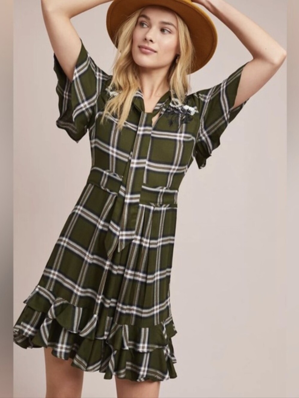 Anthropologie Olivia Plaid Dress By Ranna Gil Size XS